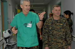 Service members talking at Landstuhl Regional Medical Center